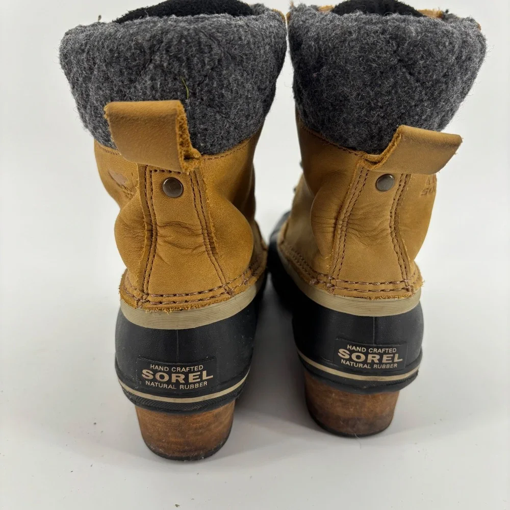 Sorel Womens Slimpack II Lace Boots Size 7 Tan Black Waterproof Leather Hiking